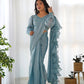Teeya Creation Sky Color Zimichhu Silk Fully Stitched Ready To Wear Saree | Swadesiicart