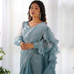Teeya Creation Sky Color Zimichhu Silk Fully Stitched Ready To Wear Saree | Swadesiicart