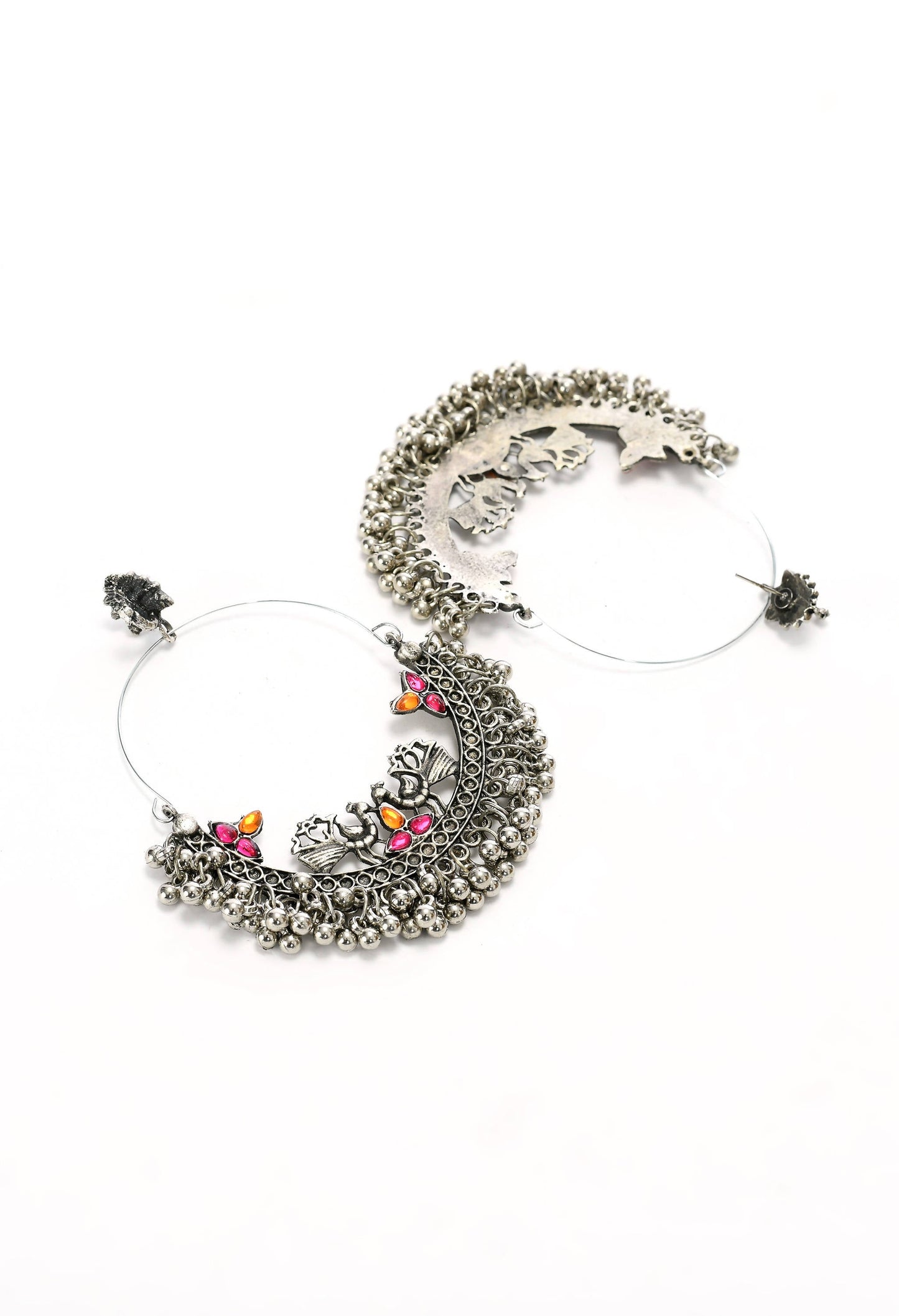 Mominos Fashion Johar Kamal Peacock Design Chandbali Earrings - Swadesiicart
