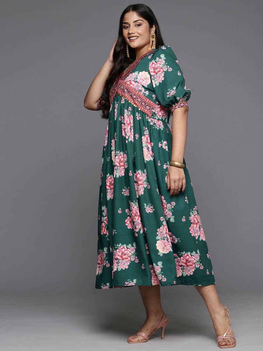 Ahalyaa Women's Traditional wear Ethnic Dress - Green | Swadesiicart