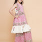 Girls Pink & White Floral Printed Kurta With Sharara - Bhama | Swadesiicart