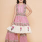 Girls Pink & White Floral Printed Kurta With Sharara - Bhama | Swadesiicart