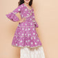 Girls Purple Printed Kurta with Sharara - Bhama | Swadesiicart
