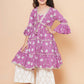 Girls Purple Printed Kurta with Sharara - Bhama | Swadesiicart