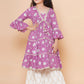 Girls Purple Printed Kurta with Sharara - Bhama | Swadesiicart