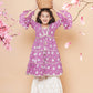Girls Purple Printed Kurta with Sharara - Bhama | Swadesiicart