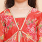 Girls Red Printed V- Neck Kurta with Sharara - Bhama | Swadesiicart