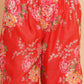 Girls Red Printed V- Neck Kurta with Sharara - Bhama | Swadesiicart
