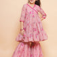 Girls Pink Printed Angrakha Kurta with Sharara - Bhama | Swadesiicart