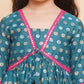 Girls Teal Blue Printed V-Neck Kurta with Sharara - Bhama | Swadesiicart