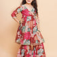 Girls Maroon Multi Printed Angrakha Kurta with Sharara & Dupatta - Bhama | Swadesiicart