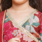Girls Maroon Multi Printed Angrakha Kurta with Sharara & Dupatta - Bhama | Swadesiicart