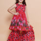 Girls Red Floral Printed Kurta With Sharara - Bhama | Swadesiicart