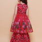 Girls Red Floral Printed Kurta With Sharara - Bhama | Swadesiicart