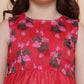 Girls Red Floral Printed Kurta With Sharara - Bhama | Swadesiicart