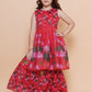 Girls Red Floral Printed Kurta With Sharara - Bhama | Swadesiicart