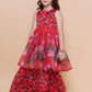 Girls Red Floral Printed Kurta With Sharara - Bhama | Swadesiicart