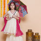 Girls Off white Booti Angrakha Gotta Patti Kurta & Sharara set With Dupatta - Bhama | Swadesiicart