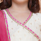 Girls Off white Booti Angrakha Gotta Patti Kurta & Sharara set With Dupatta - Bhama | Swadesiicart