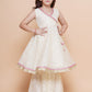Girls Off white Booti Angrakha Gotta Patti Kurta & Sharara set With Dupatta - Bhama | Swadesiicart