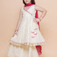 Girls Off white Booti Angrakha Gotta Patti Kurta & Sharara set With Dupatta - Bhama | Swadesiicart