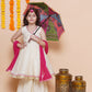 Girls Off white Booti Angrakha Gotta Patti Kurta & Sharara set With Dupatta - Bhama | Swadesiicart
