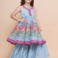 Girls Blue Floral Printed Kurta With Sharara with Dupatta - Bhama | Swadesiicart