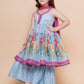 Girls Blue Floral Printed Kurta With Sharara with Dupatta - Bhama | Swadesiicart