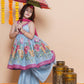 Girls Blue Floral Printed Kurta With Sharara with Dupatta - Bhama | Swadesiicart
