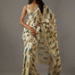 Beige Bright Moss Designer Digital Printed Party Wear Saree - Be Verly
