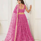 Aastha Fashion Pink Butterfly Net Tone To Tone Thread Work, Sequence Work And Original Mirror Work Embroidery Wedding Wear Lehenga Choli