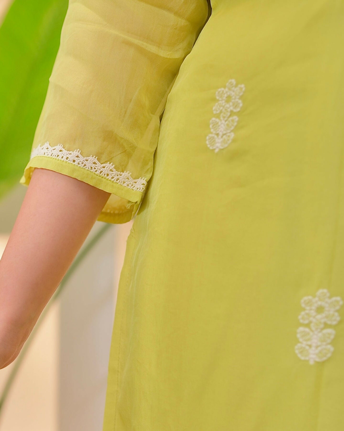 The52 Lemons Women's Beautiful Chikankari Work Chanderi Fabric Straight Kurta Pant and Dupatta Set - Swadesiicart