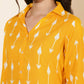 Janasya Women's Yellow Cotton Ikkat Printed Casual Straight Co-ords - Swadesiicart