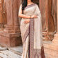 Joban Fashion Nude Grey Crepe Chiffon Pure Handloom Banarasi Silk Saree | Swadesiicart