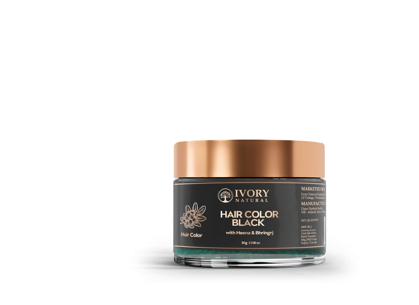 Ivory Natural Black Hair Color - Plant-Based Natural Hair Color - Both For Men Women | Swadesiicart
