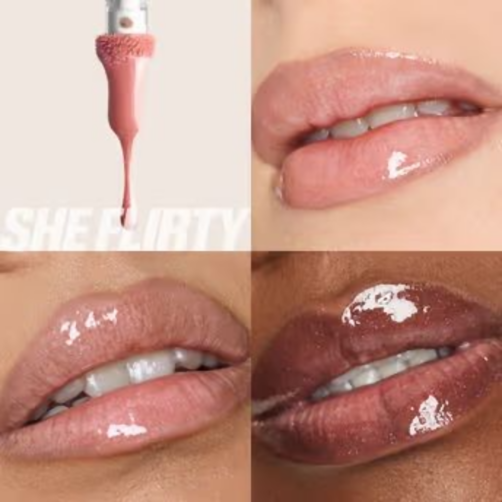 Huda Beauty Icy Nude Faux Filler Lip Gloss - She Flirty | Swadesiicart
