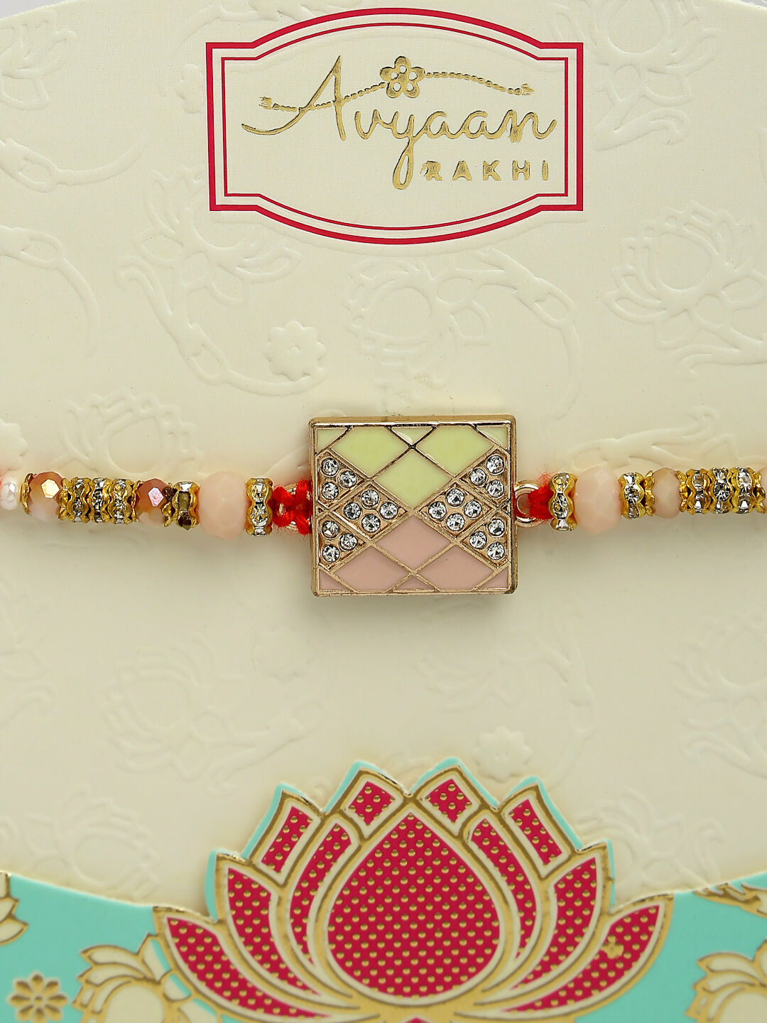 NVR Men Set of 2 Multicolor Stone-Studded Rakhi With Roli Chawal & Chocolate | Swadesiicart