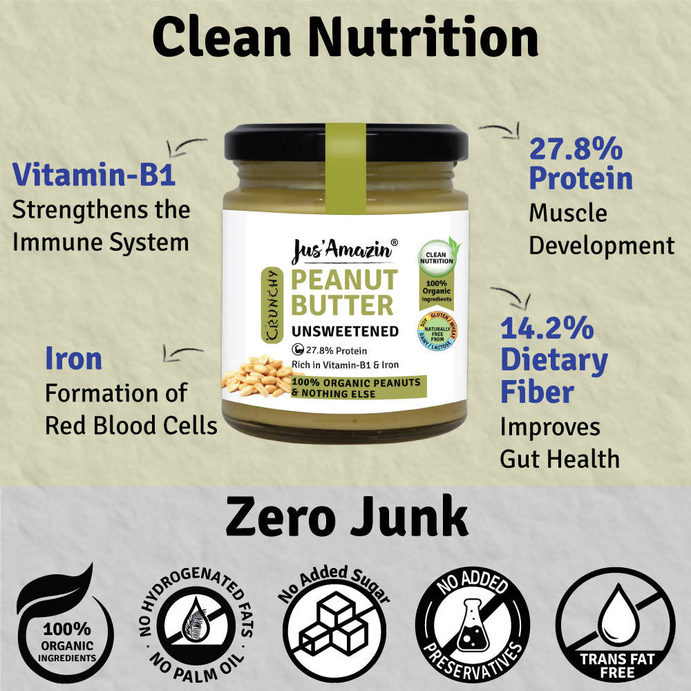 Jus Amazin Peanut Butter - Unsweetened - Swadesiicart