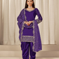 Anaita Purple Roman Silk Stitched Suit with Embroidery & Real Mirror Work