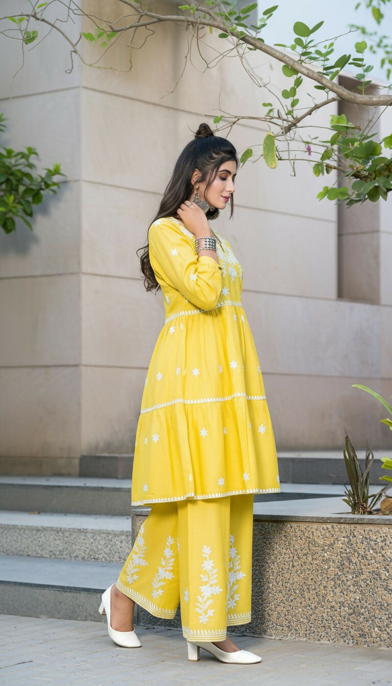 BulBul Dhawani Rayon Mustard Co-Ord Set - Swadesiicart
