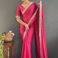 Vastranavya Pink Georgette Silk Swarovski & Heavy Lace Work Ready to Wear Saree | Swadesiicart