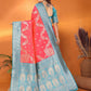 Joban Fashion Banarasi Tomato Red Woven Soft Silk Saree | Swadesiicart