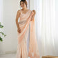 Attractive Looking Georgette Thread, Sequance Embroidery Work Party Wear Saree - Peach
