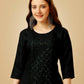 Jyoti Fashion Women's Black Cotton Blend Embroidered Kurta Pant Set | Swadesiicart