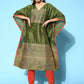 Ahalyaa Women Mehendi Poly Silk Gold Printed Kaftan Kurta | Swadesiicart