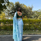 Vamsee Sky Blue Chiffon Designer Saree - Swadesiicart