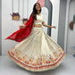 Teeya Creation Cream Color Banarasi Silk Heavy Embroidery Work Fully Stitched Lehenga Choli | Swadesiicart