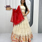 Teeya Creation Cream Color Banarasi Silk Heavy Embroidery Work Fully Stitched Lehenga Choli | Swadesiicart