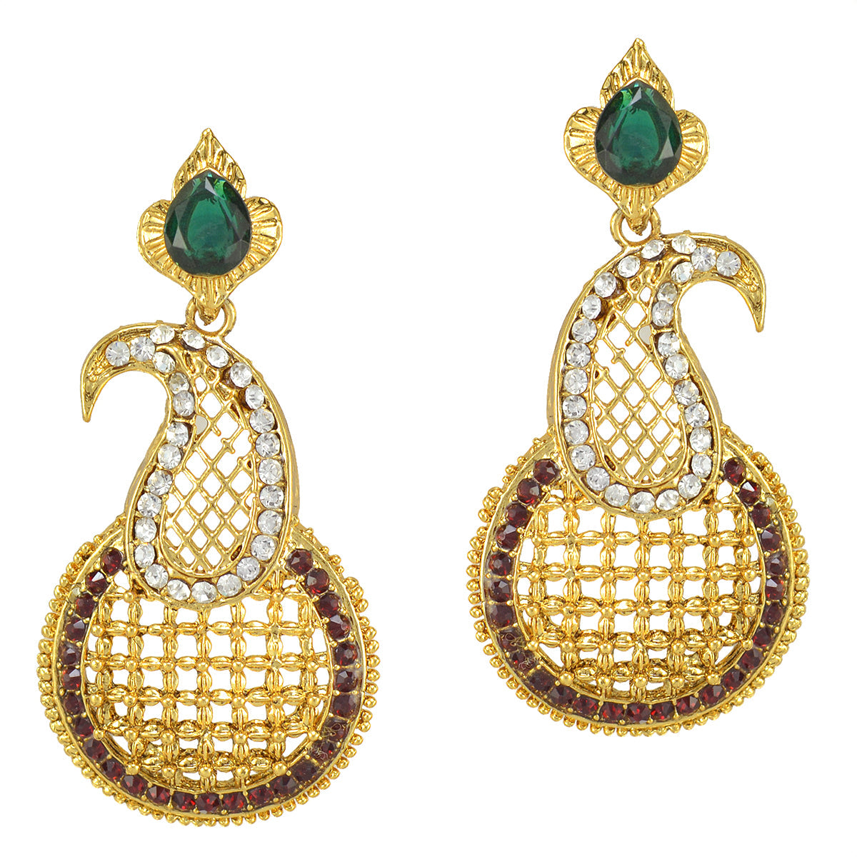 Gold-Polished Alloy Peacock Shaped Designer Earrings - The Pari - The Pari - Dinesh Associates