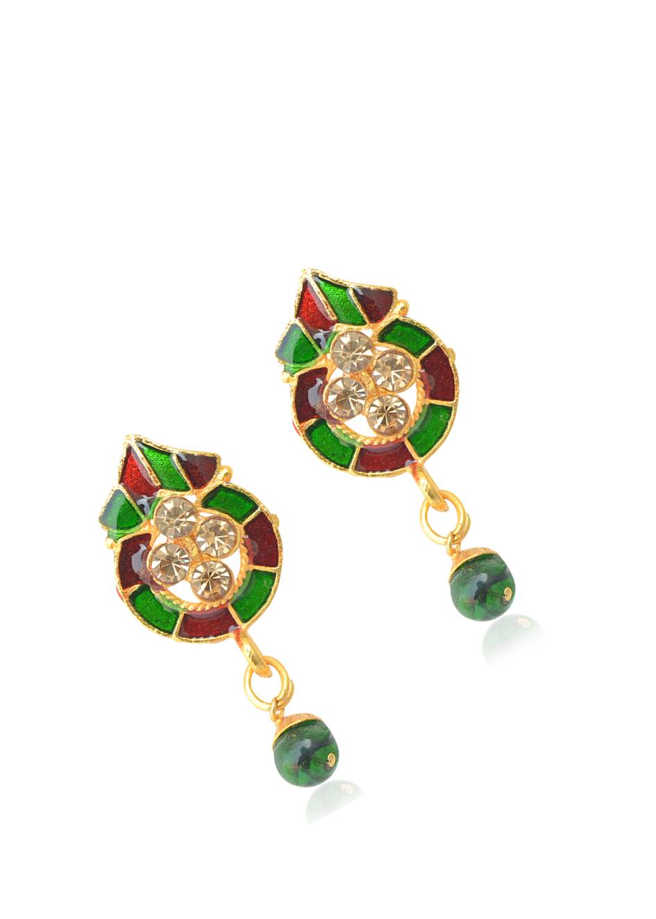 Gold-Polished Alloy Enamel Stud Earrings - The Pari - Swadesiicart
